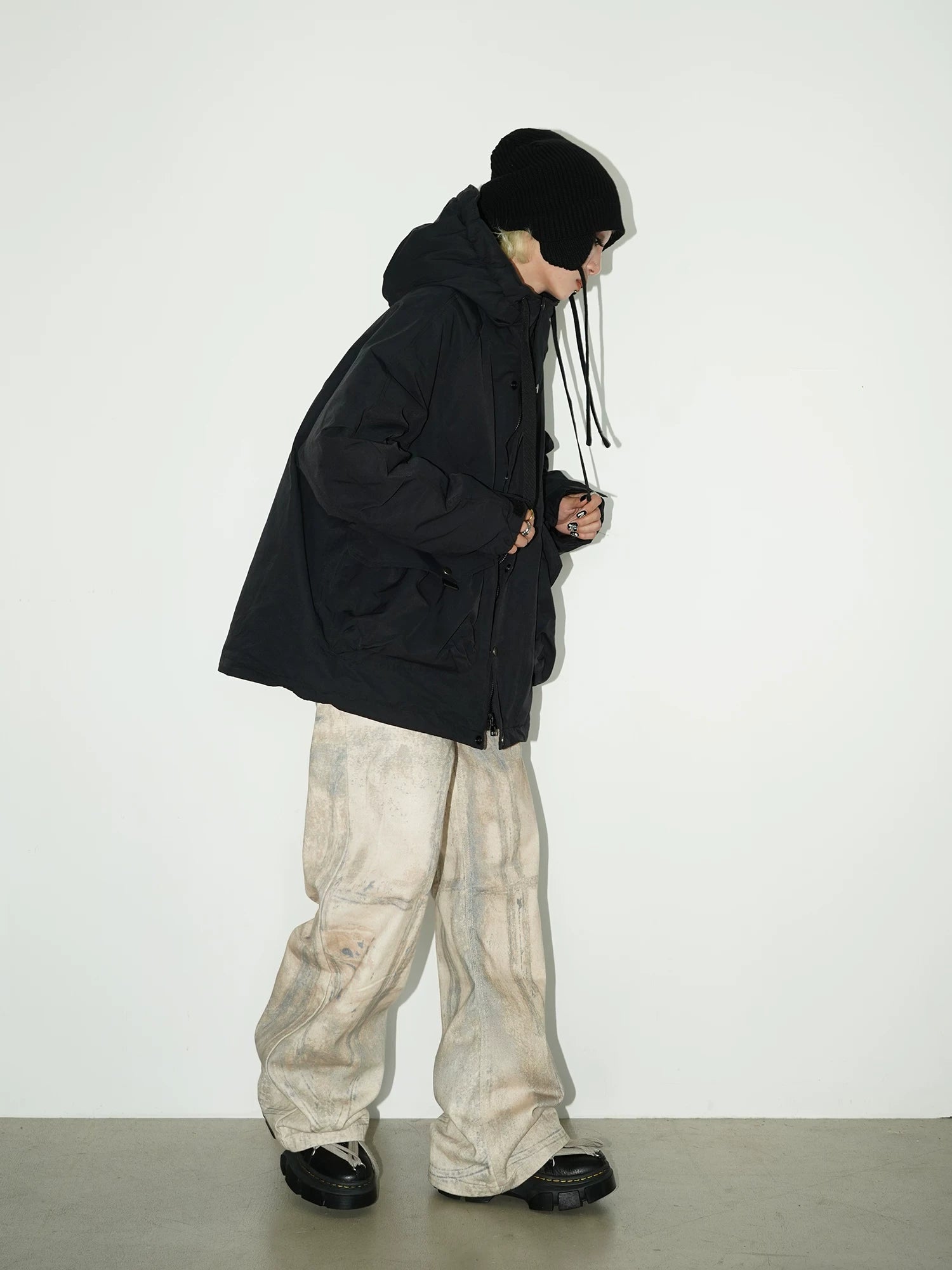 3D Graffiti Print Wide Leg Denim Jeans