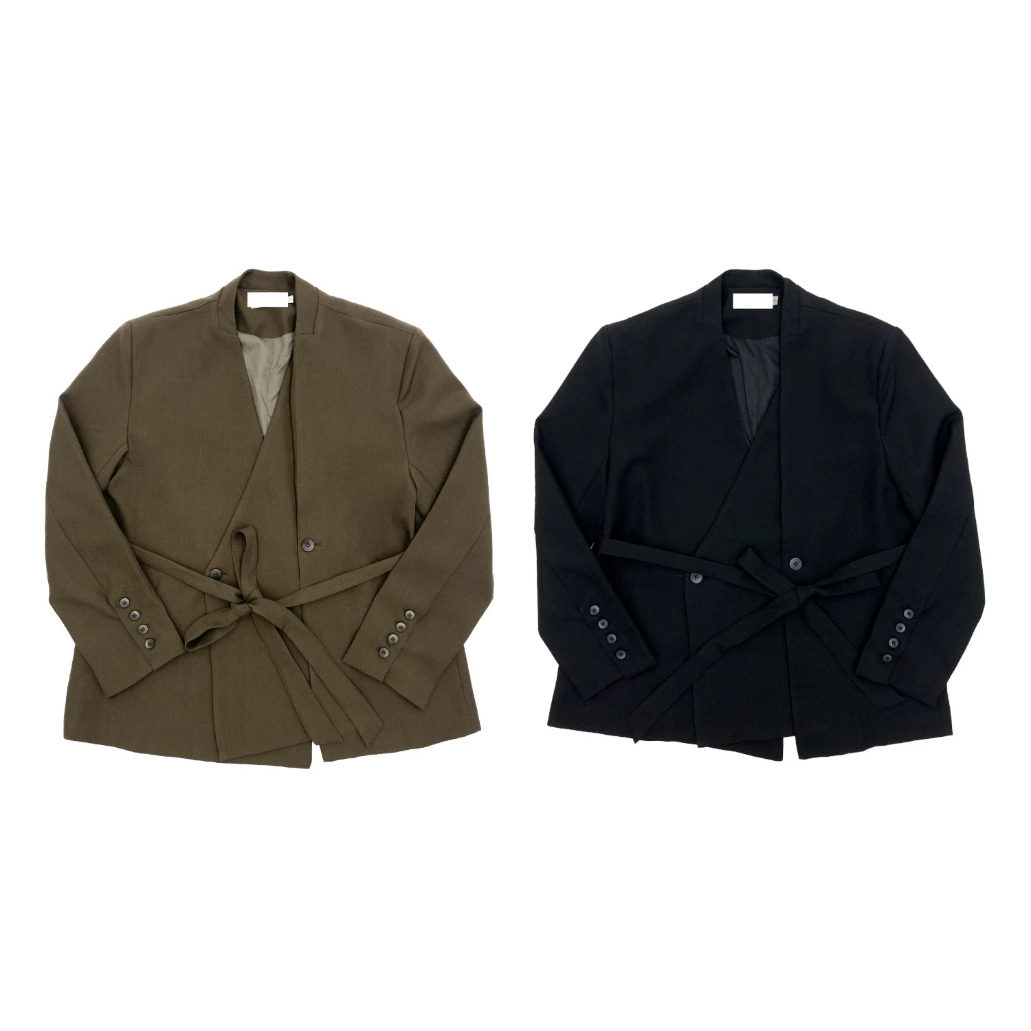 Wrap Tie Waist Tailored Jacket & Wide Leg Trousers Setup