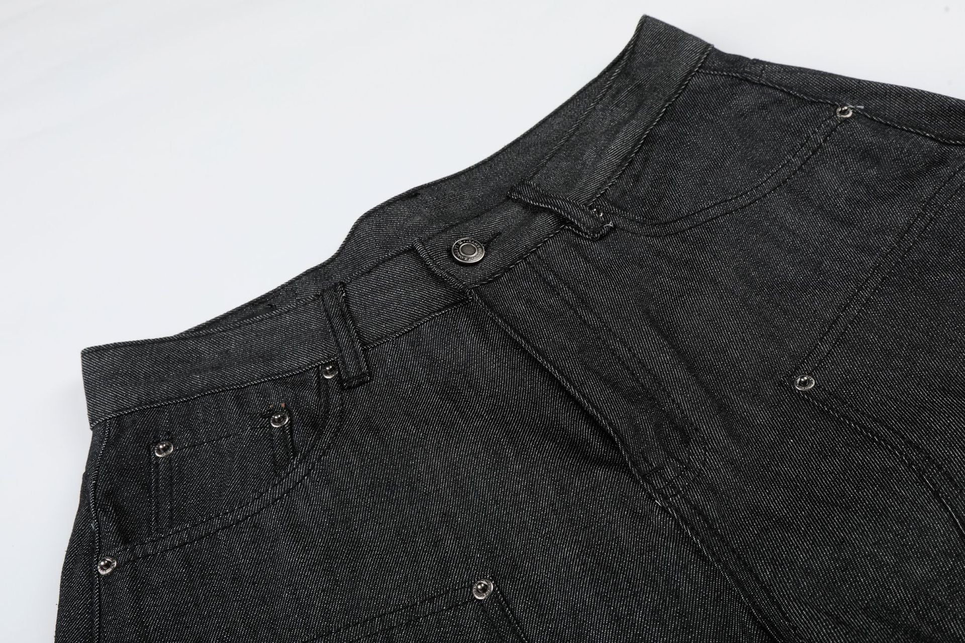 Raw Denim Rivet Wide Leg Jort