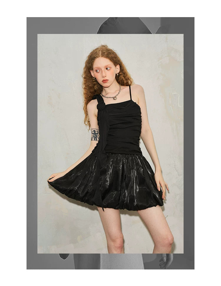 Rose Design A-Line Fluffy Tassel Slim Fit Dress
