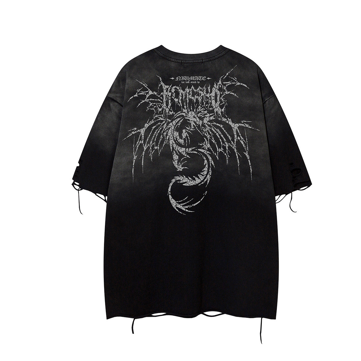 Gradient Wing Graphic Damage Short Sleeve T-Shirt