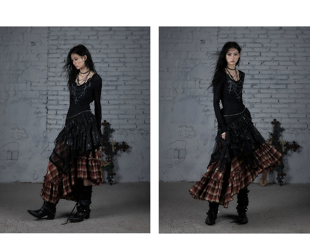 Lace Hooded Asymmetric Ruffle Dress