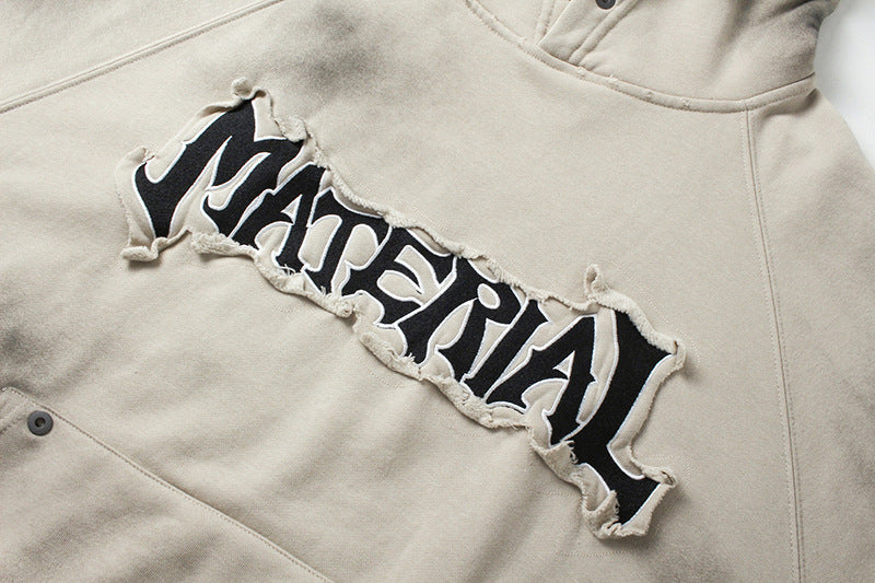 Heavyweight Washed Patch Embroidery Pullover Hoodie