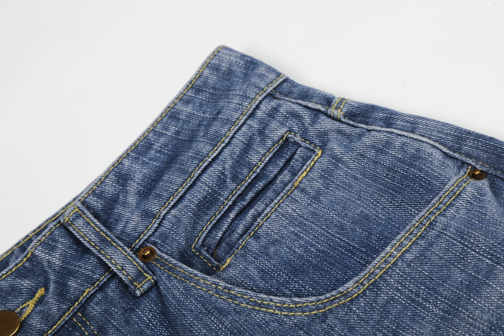 Washed Logo Embroidery Wide Leg Denim Jeans