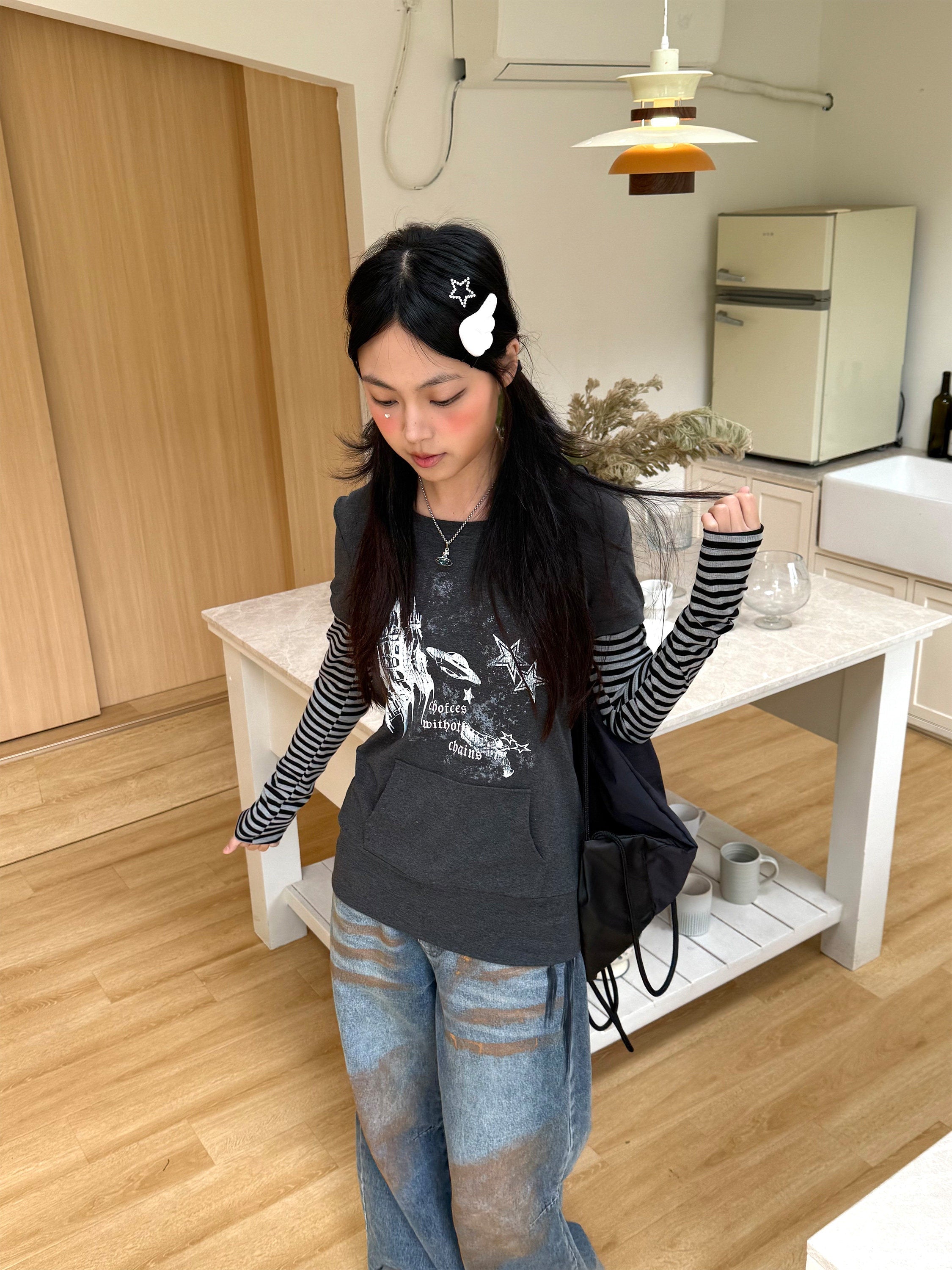 Stripe Patchwork Pullover Hoodie