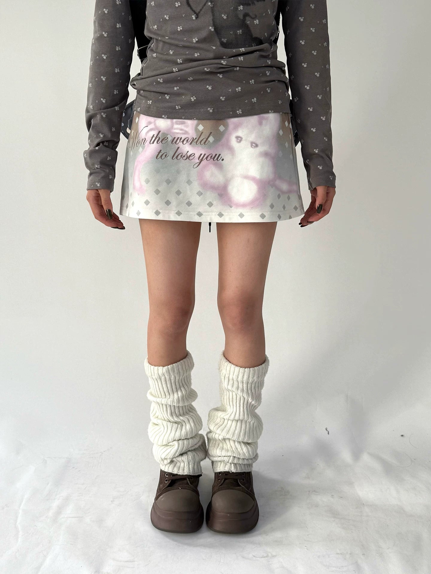 Graphic Print A-Line Short Skirt