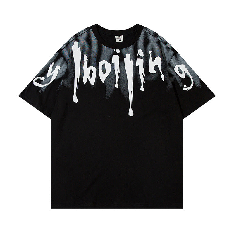 Dropped Shoulders Letters Printed T-shirt - MADXMARX