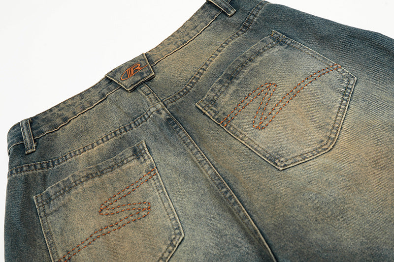 Deconstructed loose vintage washed Jeans