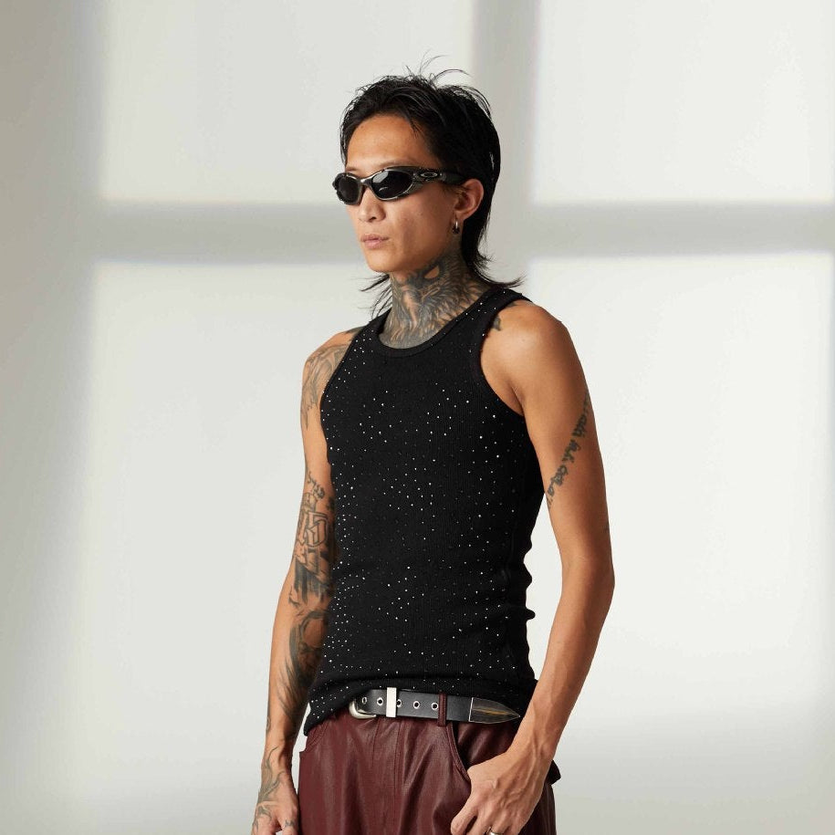 Studs Rhinestone Tank Top