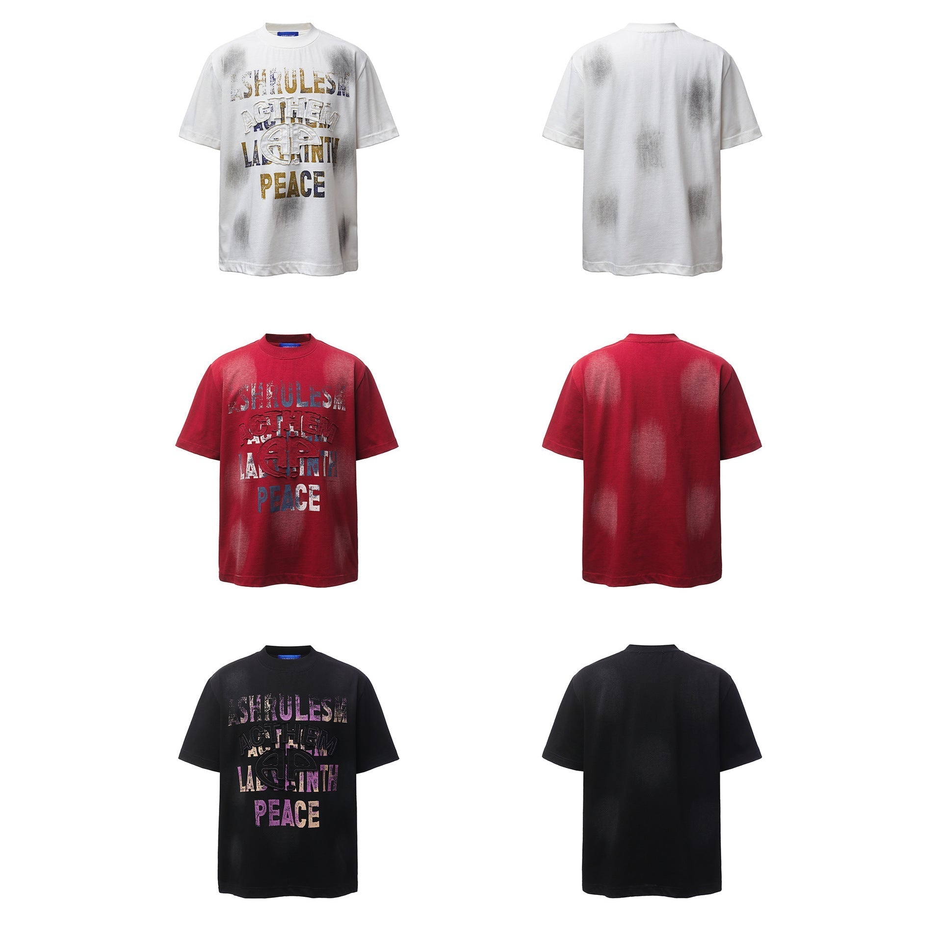 Dirty Dye Letter Print Short Sleeve T-Shirt