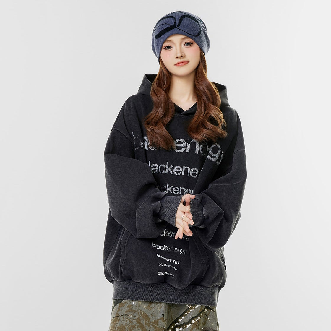 Washed Letter Print Hoodie