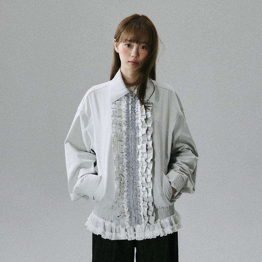 Ruffled Lace Detail Jacket