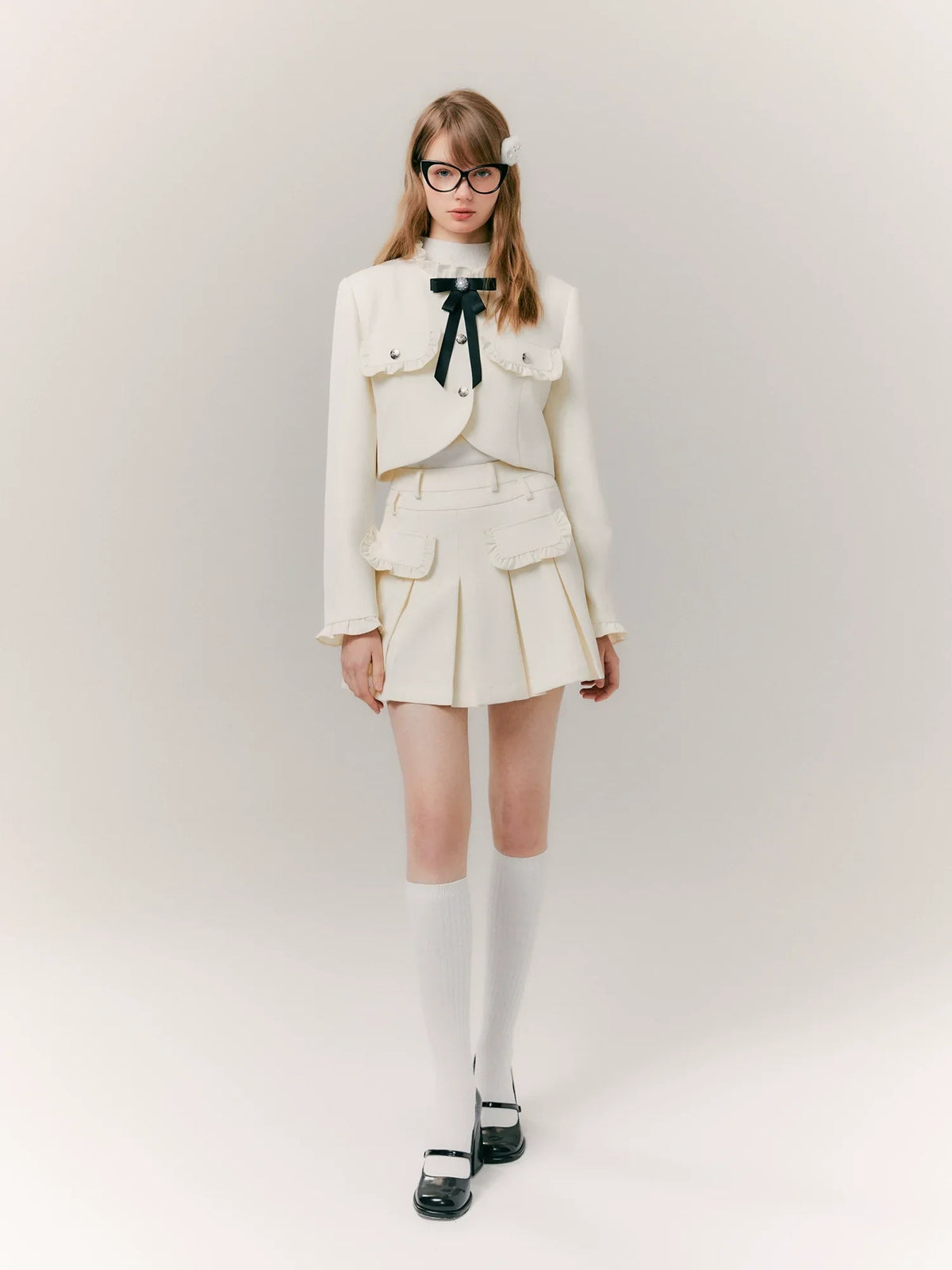 Pleated Skirt & Slim Tailored Jacket Setup