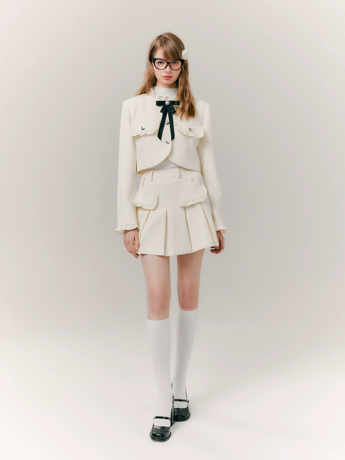 Pleated Skirt & Slim Tailored Jacket Setup