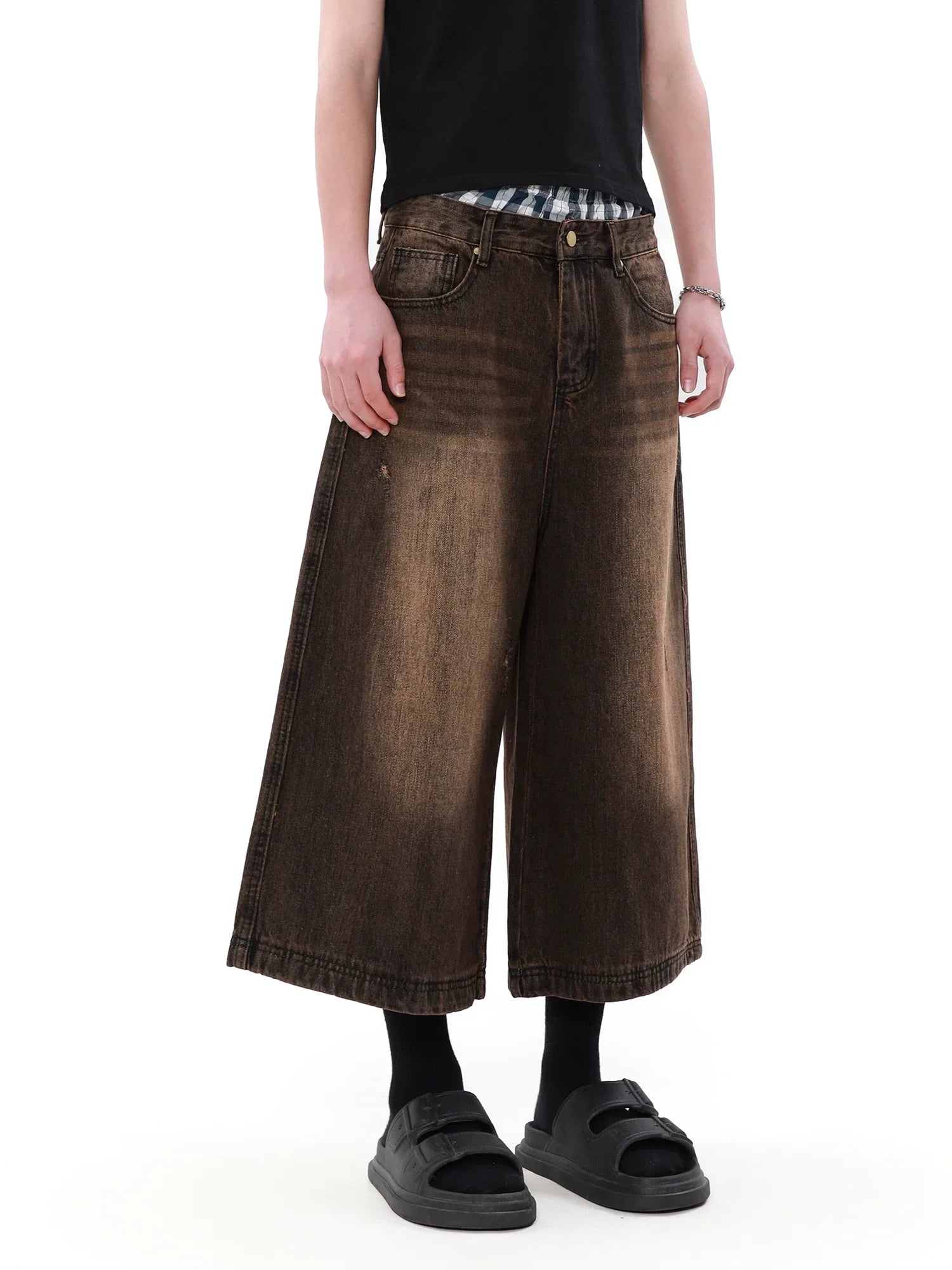 Ankle-length Wide Leg Denim Jeans