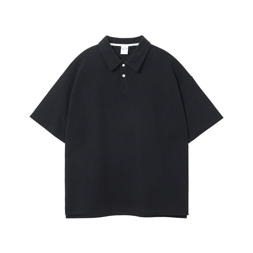 Conjunto de Polo Oversized de Waffle e Shorts de Waffle - Preto / S / principal