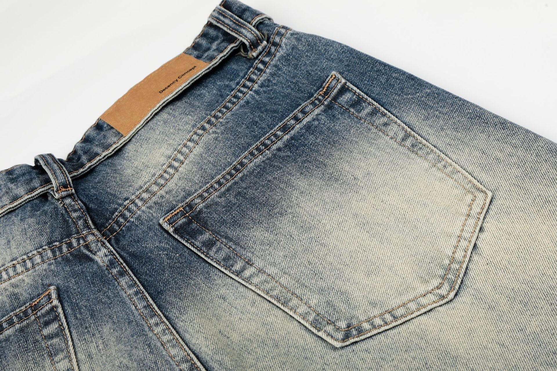 Washed Whiskers Lightning Wide Leg Denim Jeans