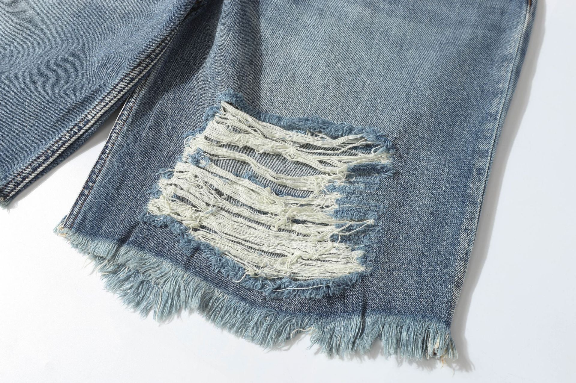 Washed Damage Denim Jort