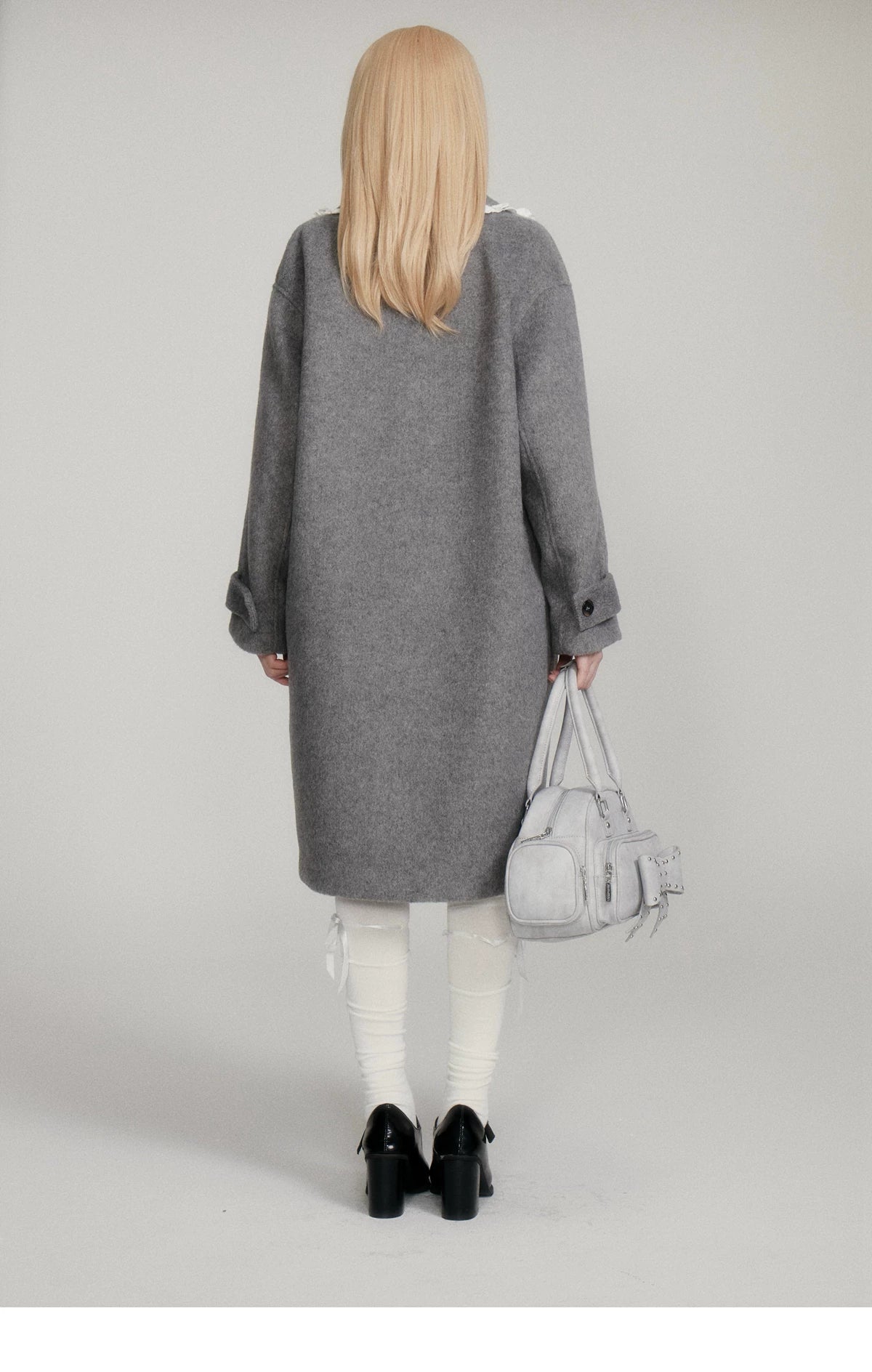 Lace Collar And Ribbon-Detail Coat