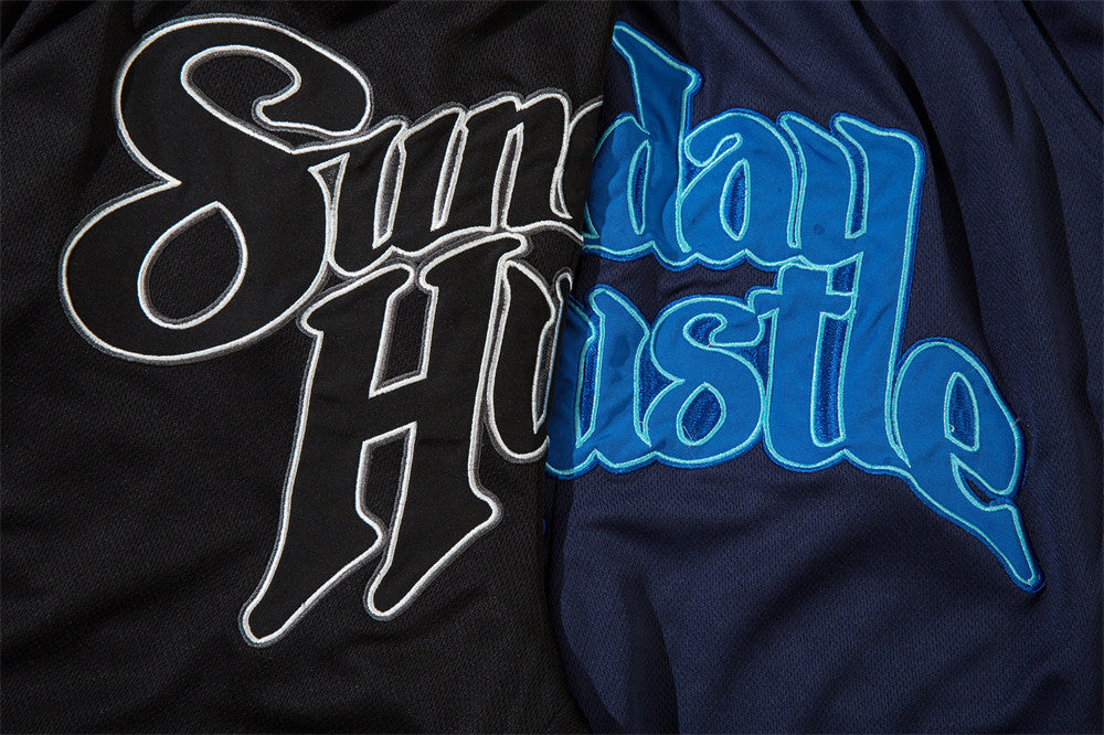 Pantalones cortos bordados con letras Sunday Hustle