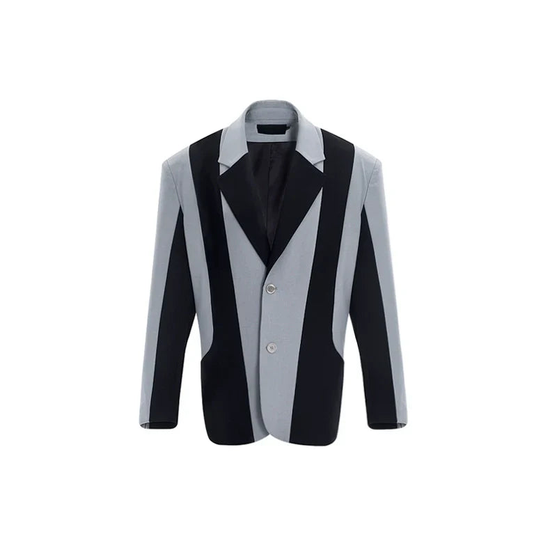 Contrast Color Tailored Jacket & Wide-leg Trousers Setup