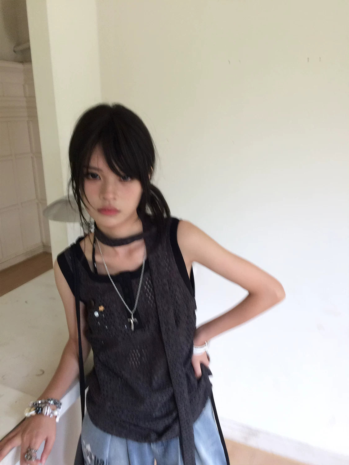 Strap Detail Oversize Tank Top