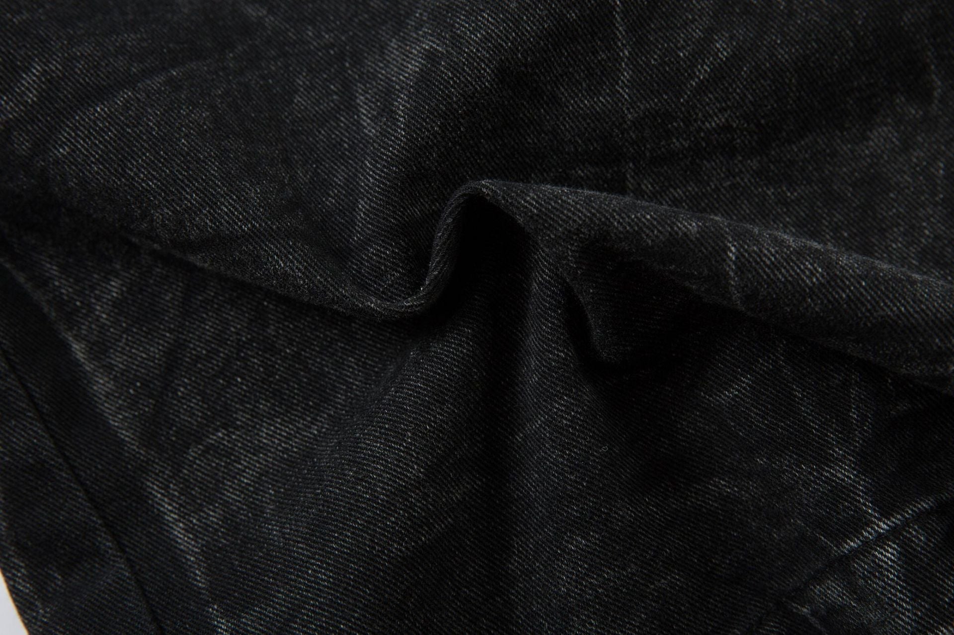 Washed Crinkle Button Fly Wide Leg Denim Jeans