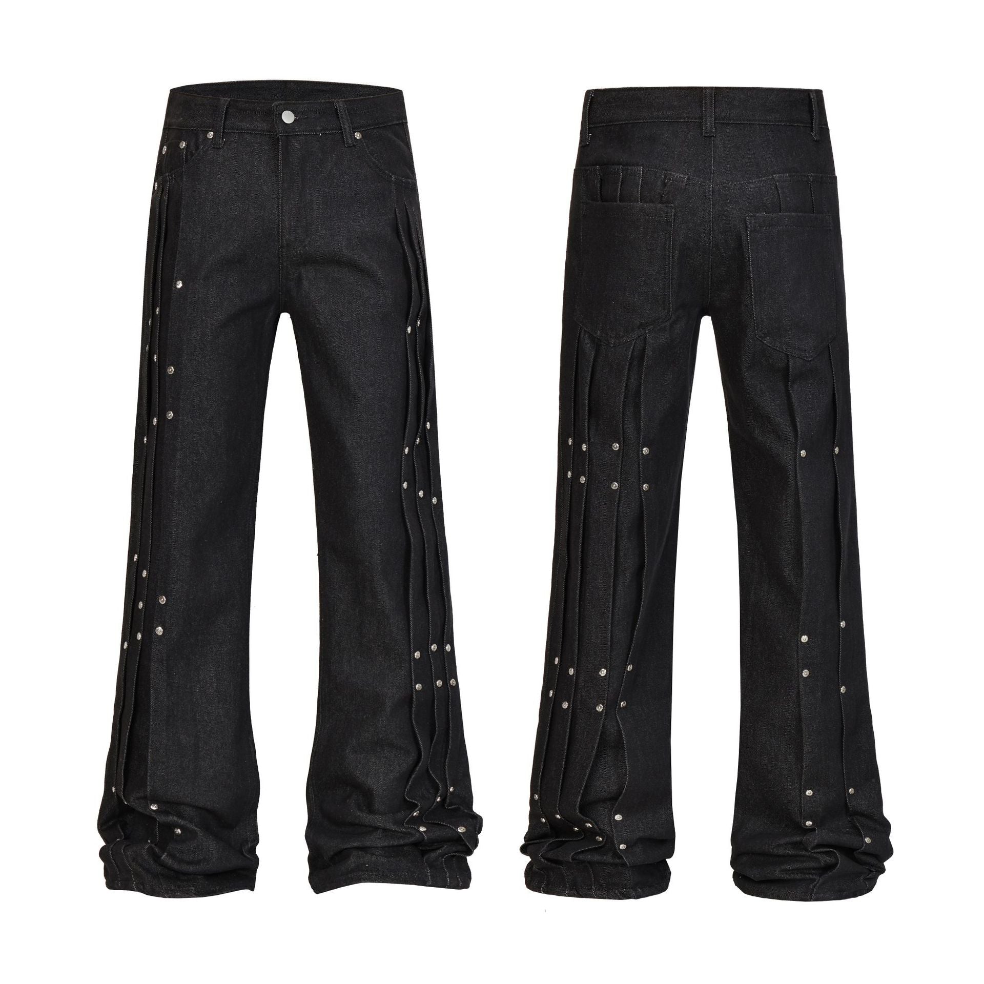 Heavyweight Studs Wide Leg Denim Jeans