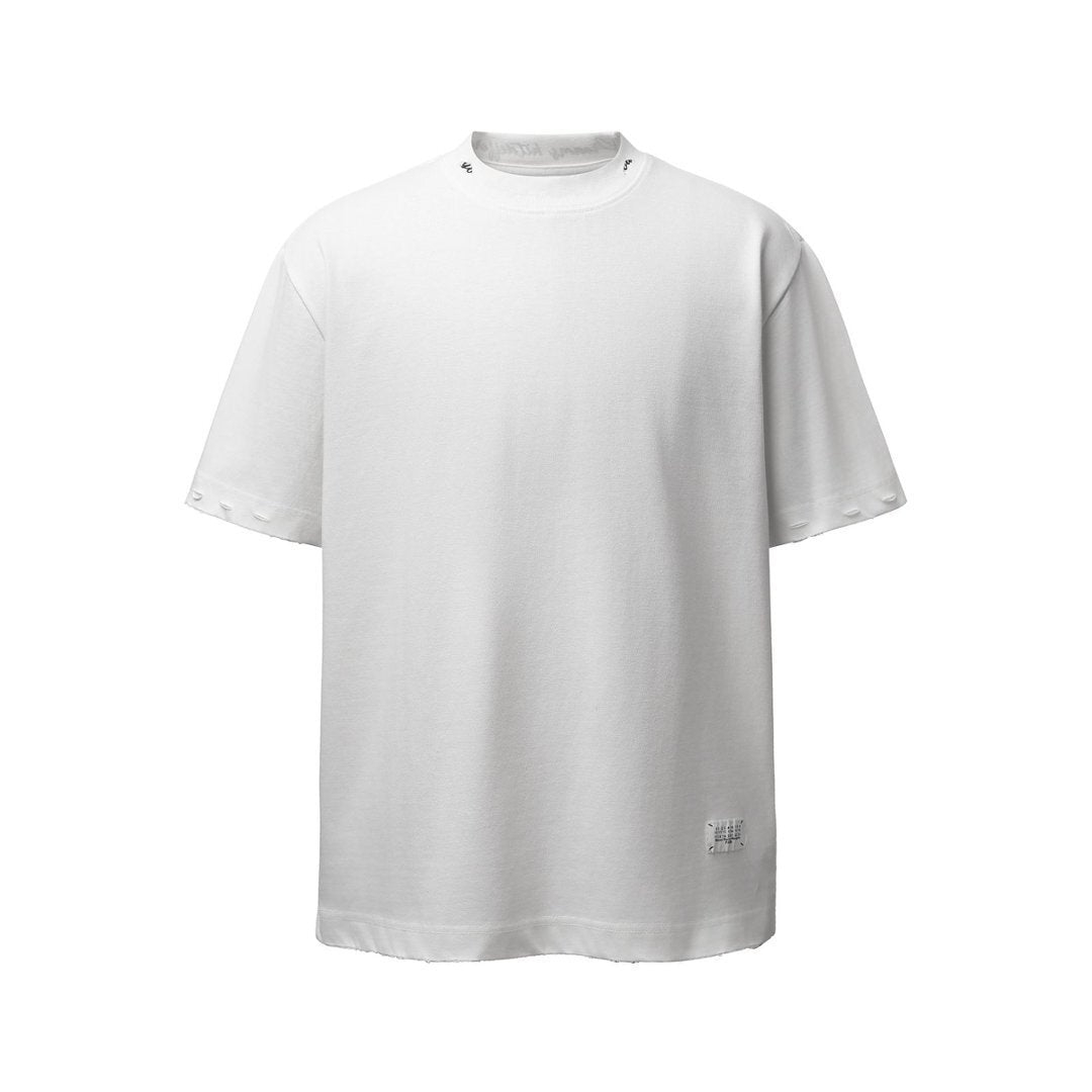 Oversize Damage Plain Short Sleeve T-Shirt