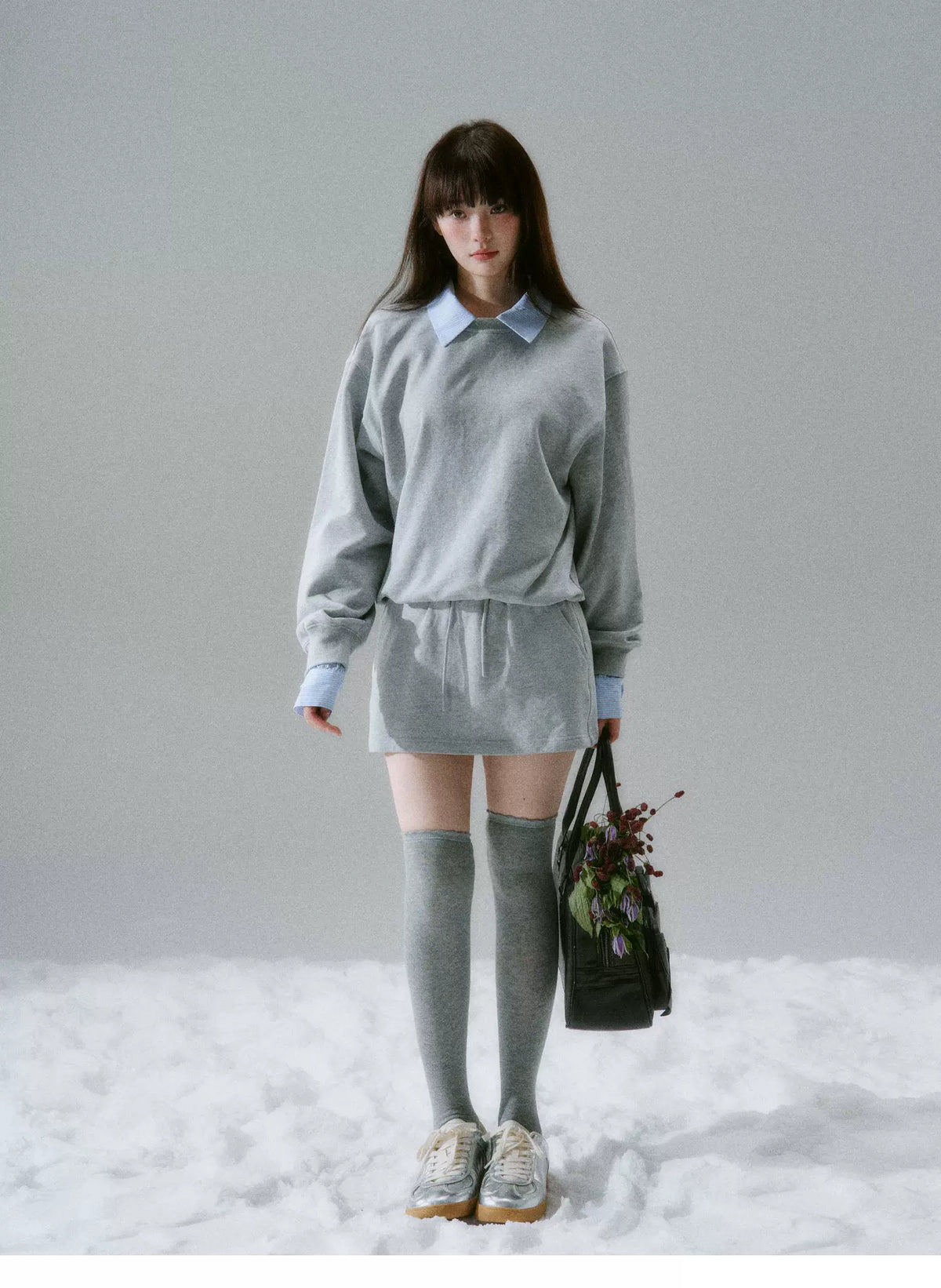 Skin-Friendly Sweatshirt & Short Skirt Setup