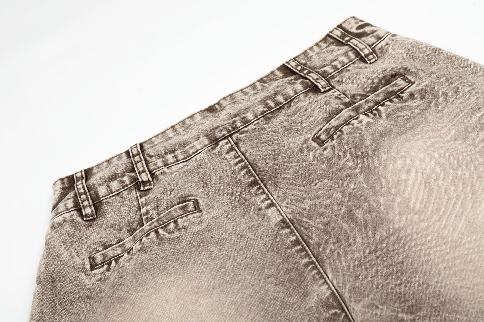 Washed Damage Wide Leg Curved Denim Jeans