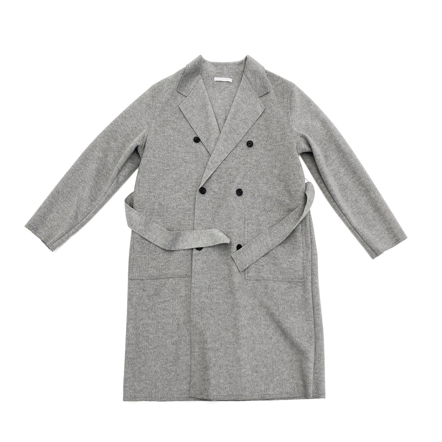 Double Breasted Belted Long Length Coat