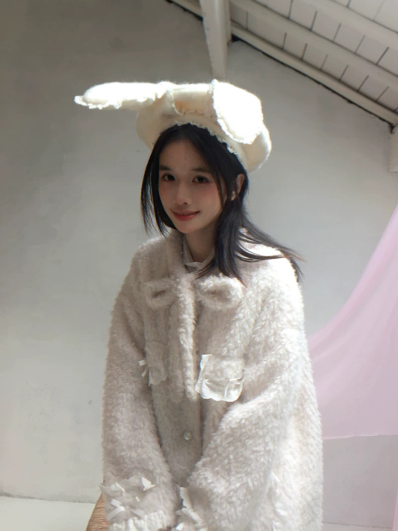 Wire Bunny Ear Lace Beret Hat