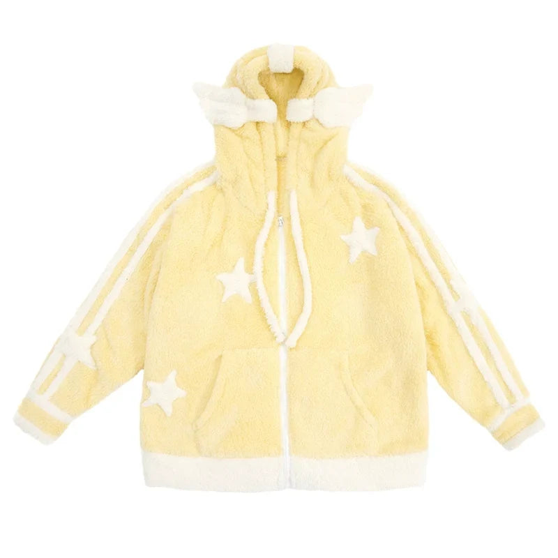 Angel Design Boa Zipper Hoodie