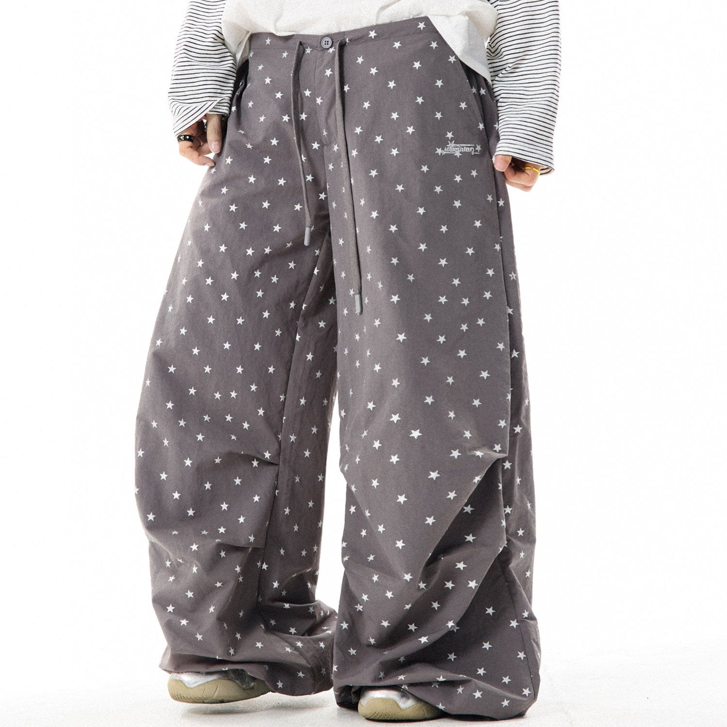 Allover Star Print Wide-Leg Pants