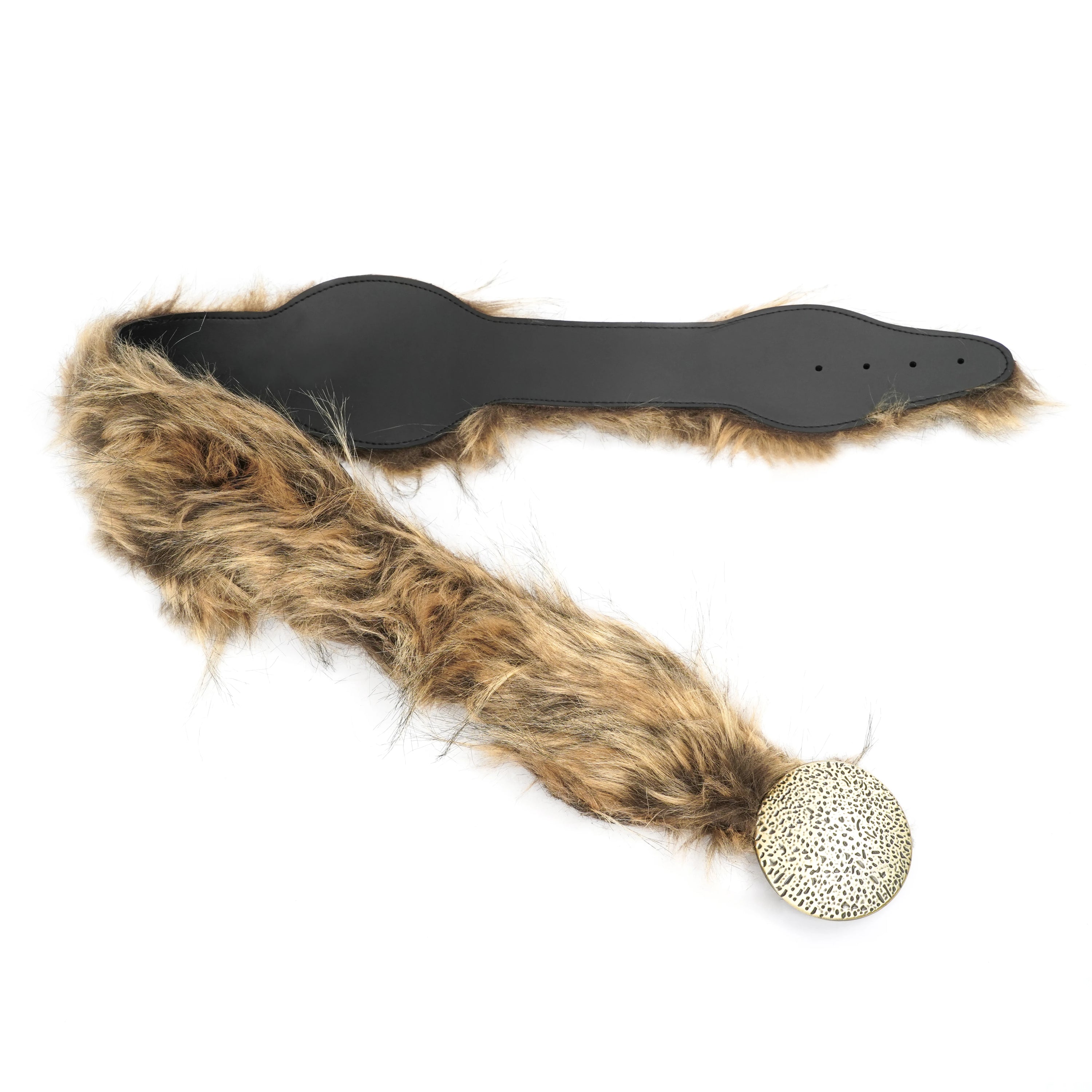Cutout Ring PU Leather Furry Belt