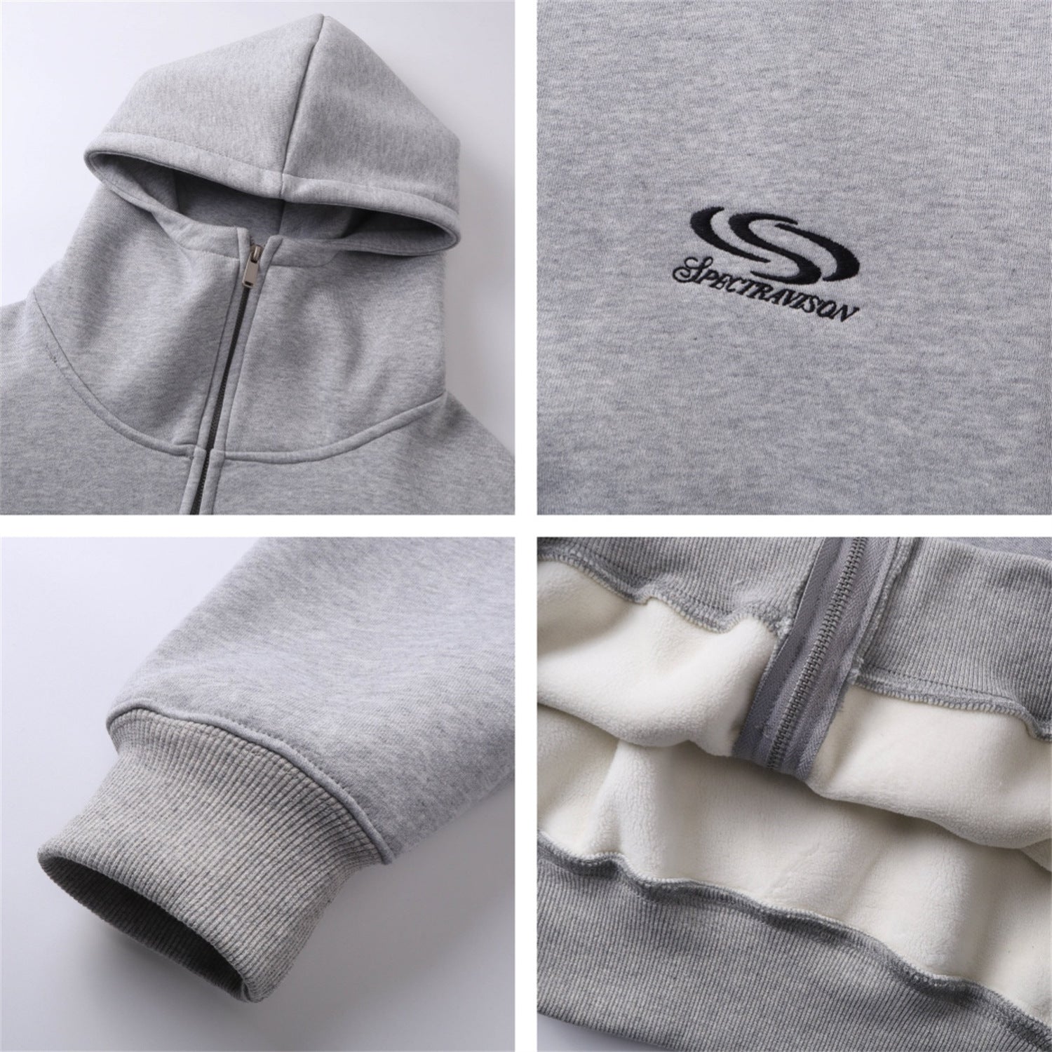 Letter Embroidery Oversize Zipper Hoodie