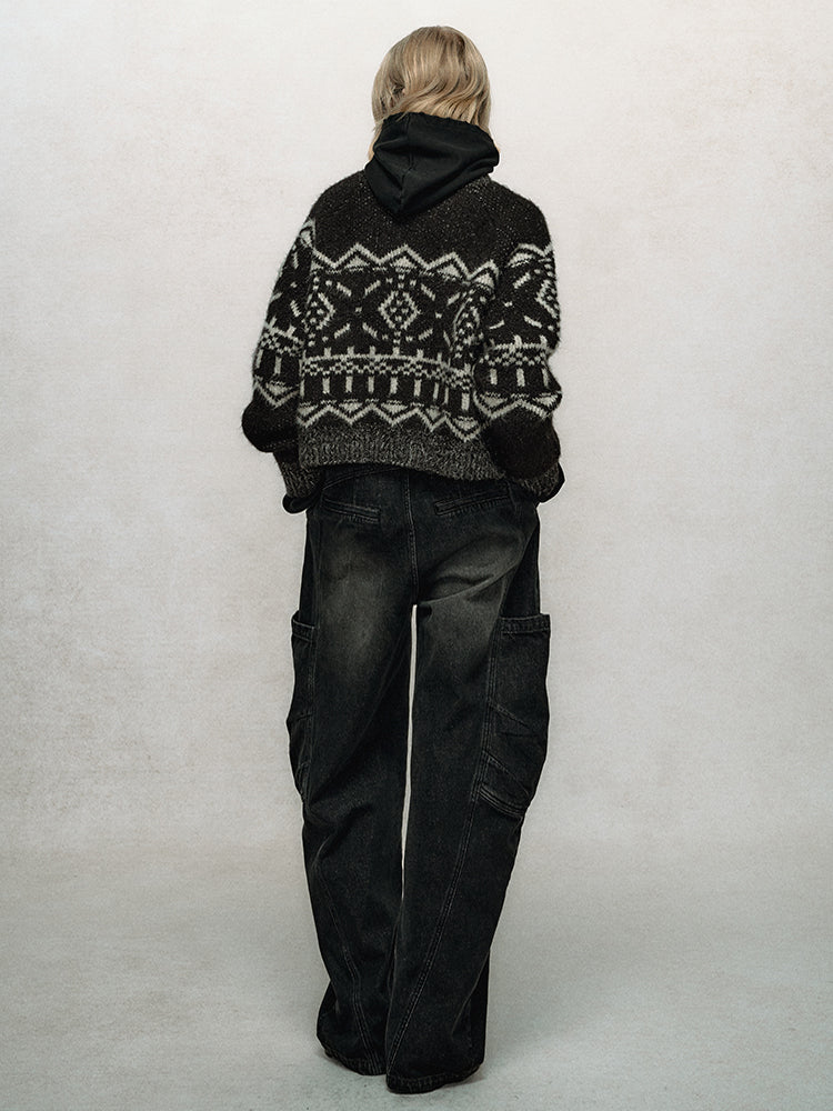 Fair Isle Jacquard Knit Cardigan