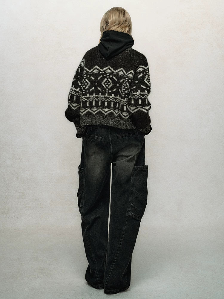 Fair Isle Jacquard Knit Cardigan