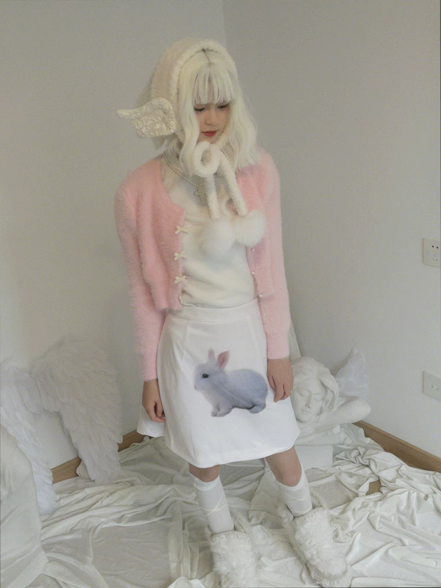 Pearl Bow Short Knit Cardigan