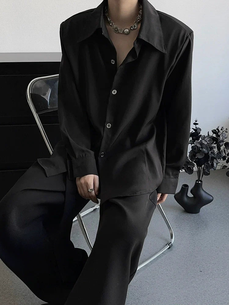 Shoulder-Pad Oversize Long Sleeve Shirt