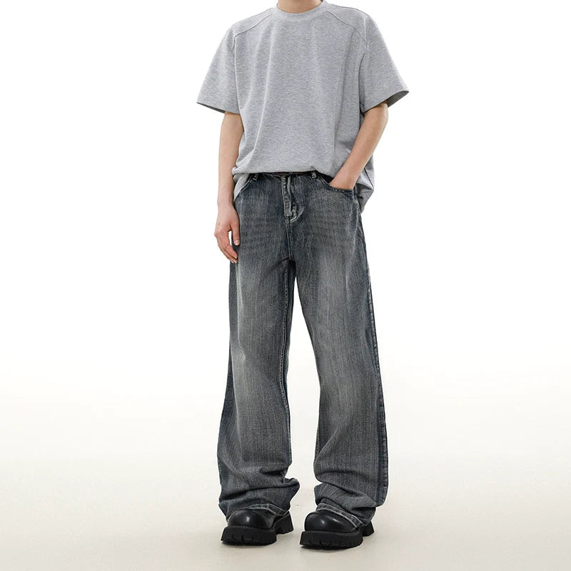 Vintage Washed Straight-Leg Denim Jeans