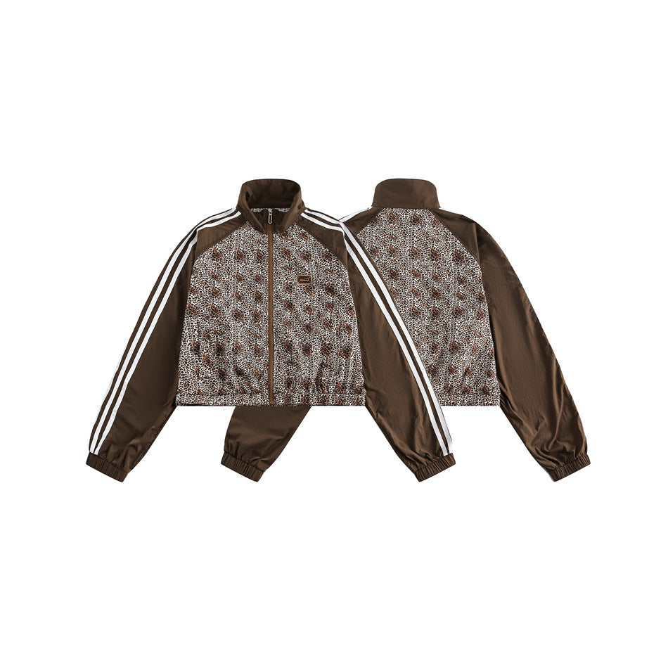 Leopard Print Stand Collar Jacket