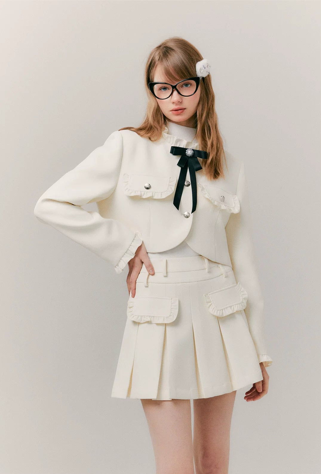 Pleated Skirt & Slim Tailored Jacket Setup