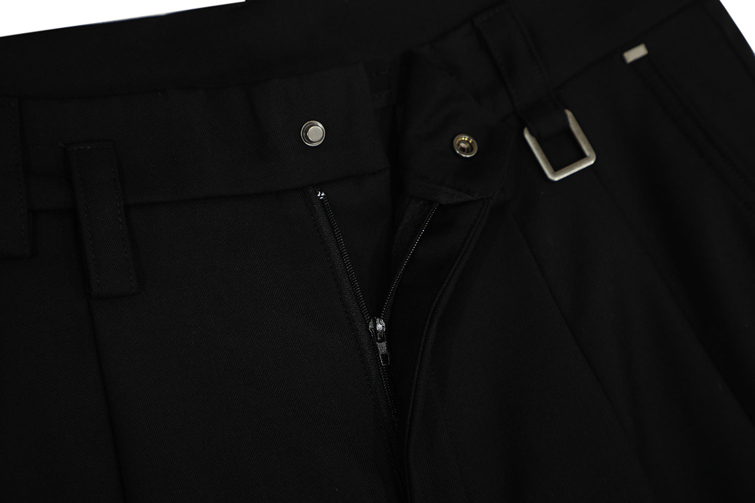 Metal Buckle Pleats Wide Leg Pants