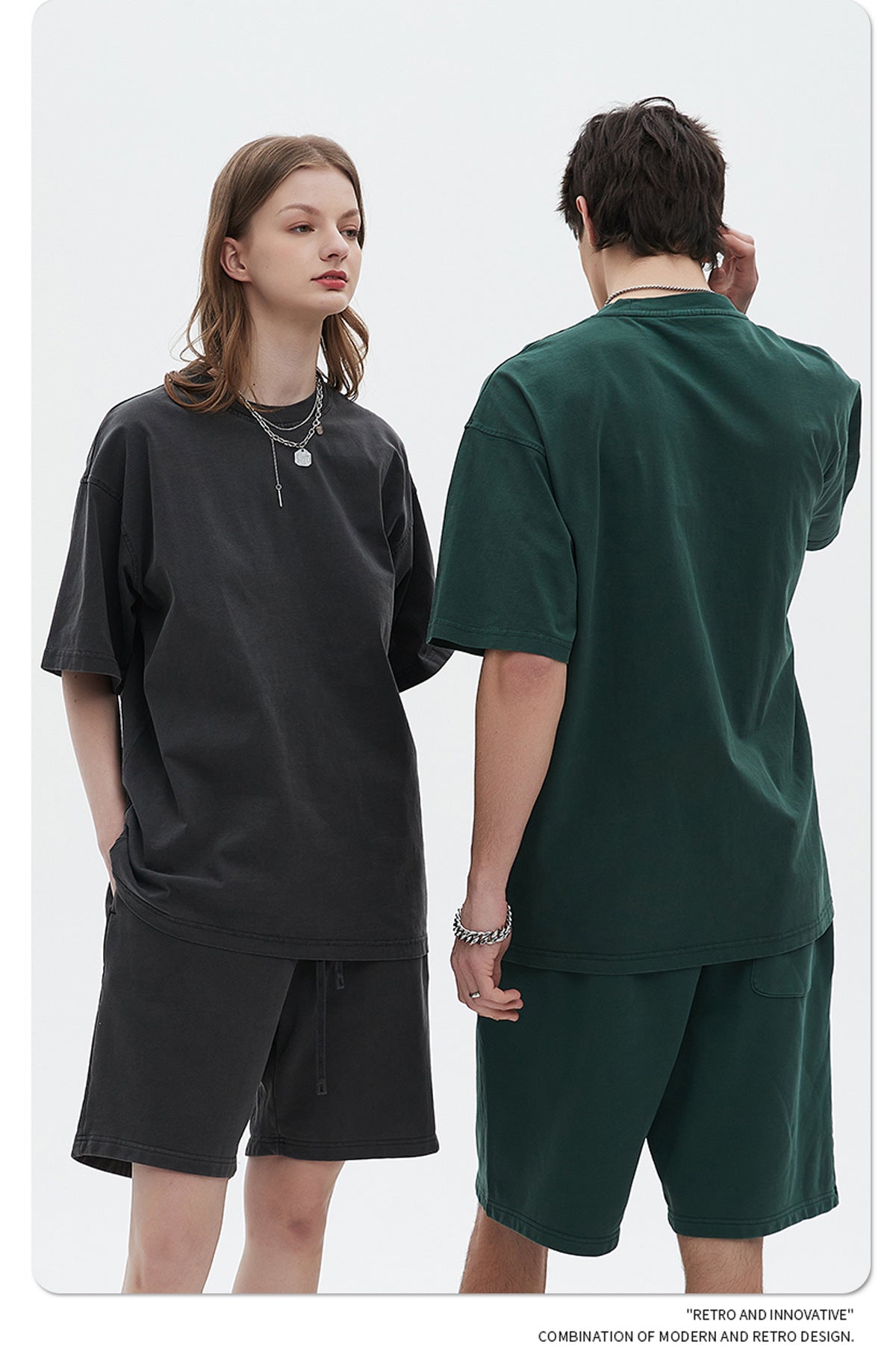 Oversize Washed Short-sleeve-T-shirt & Washed Short Sweatpants Setup