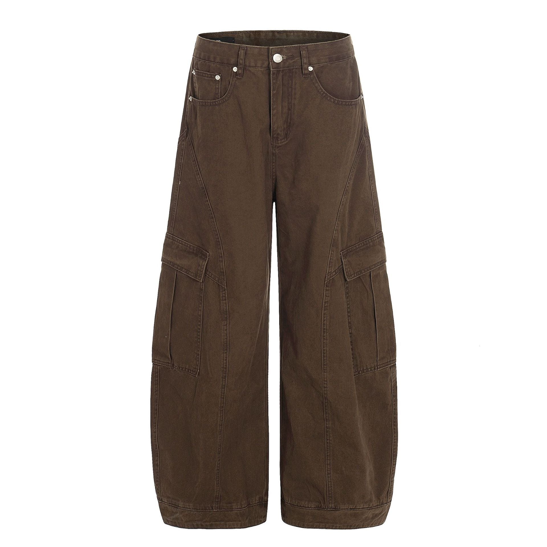 Washed Multi Pocket Curved Cargo Pants