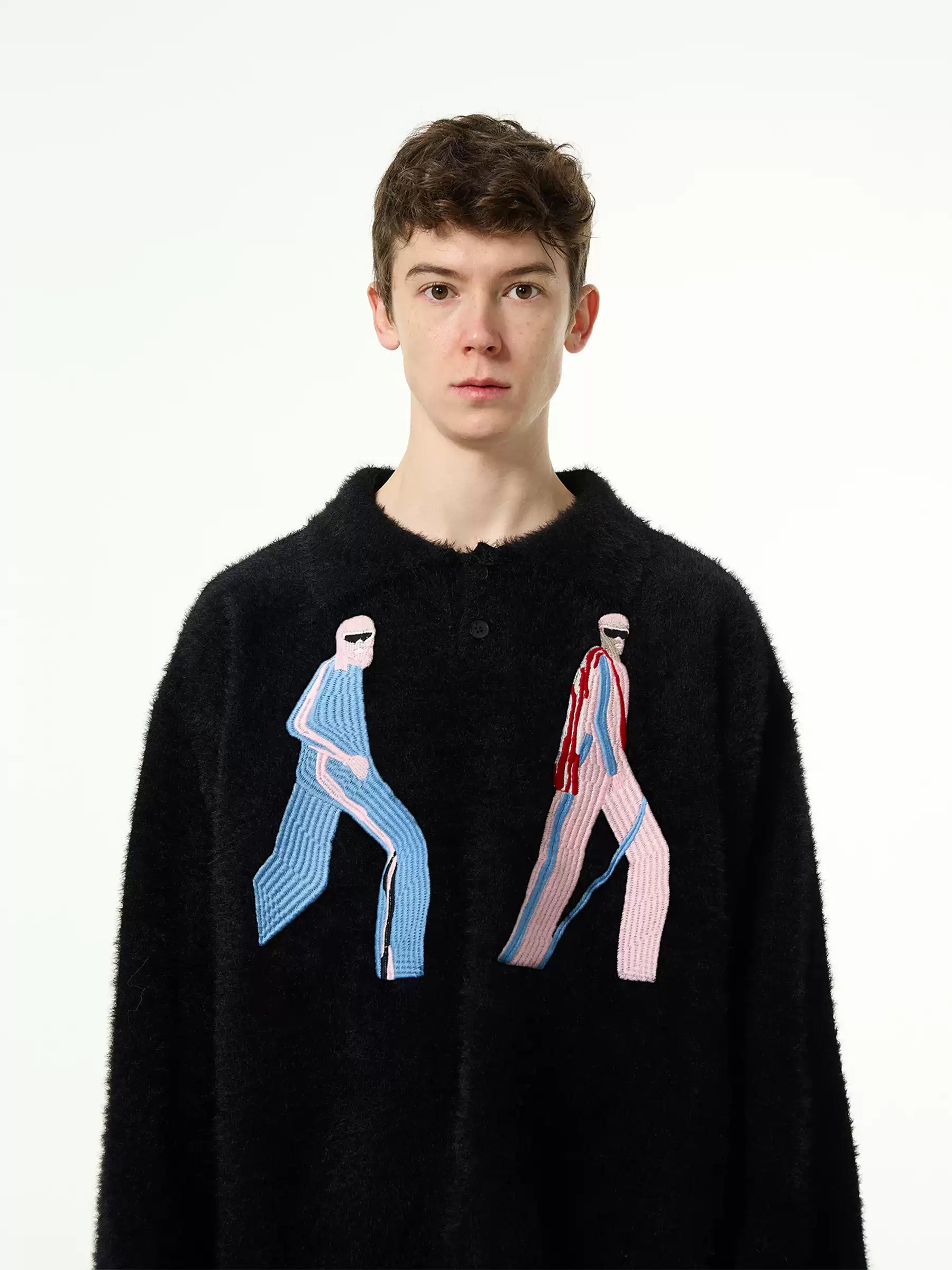 Mohair Embroidered Collar Knit Sweater