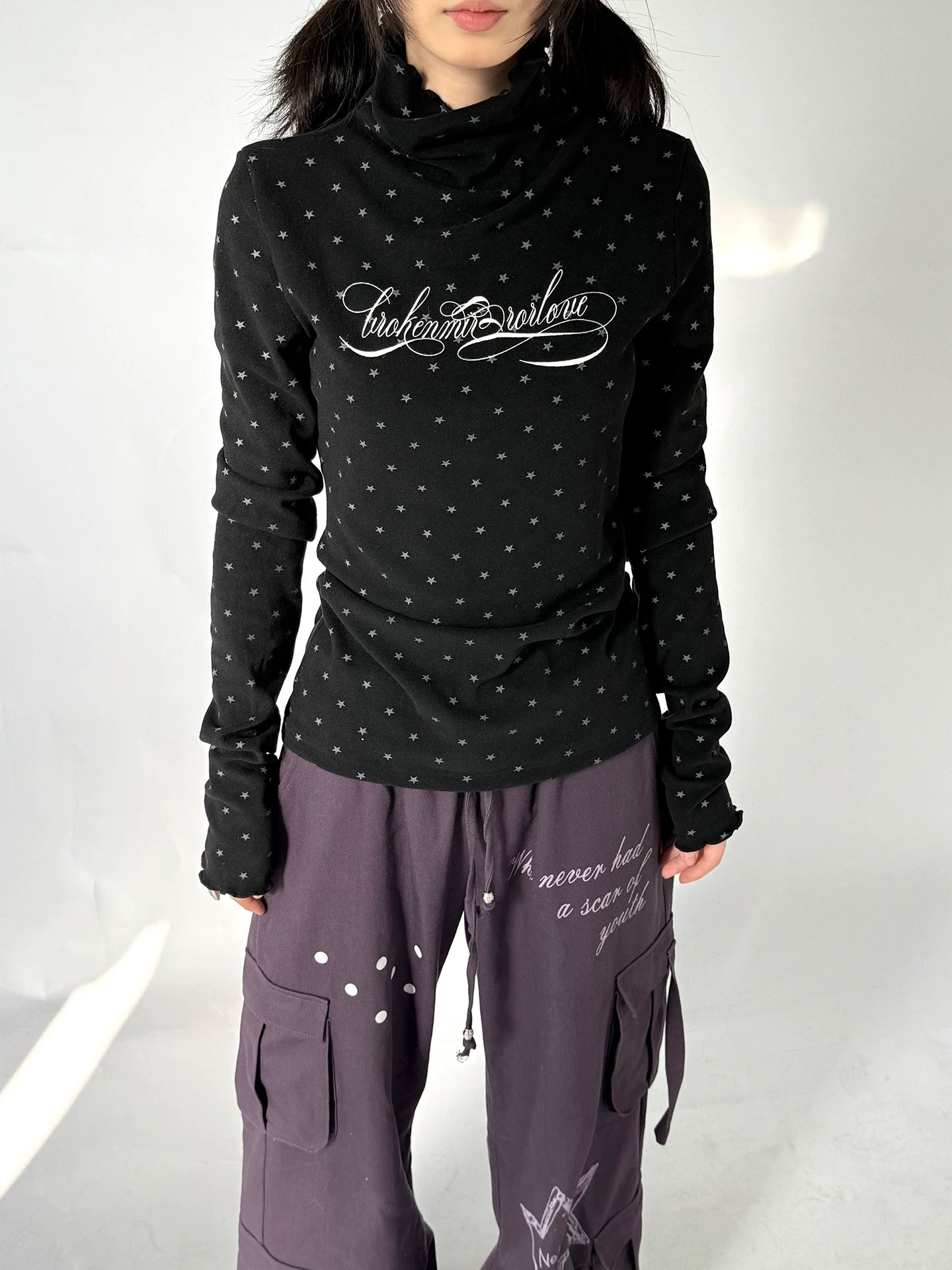 Multi-Pocket Polka Dot Straight Pants