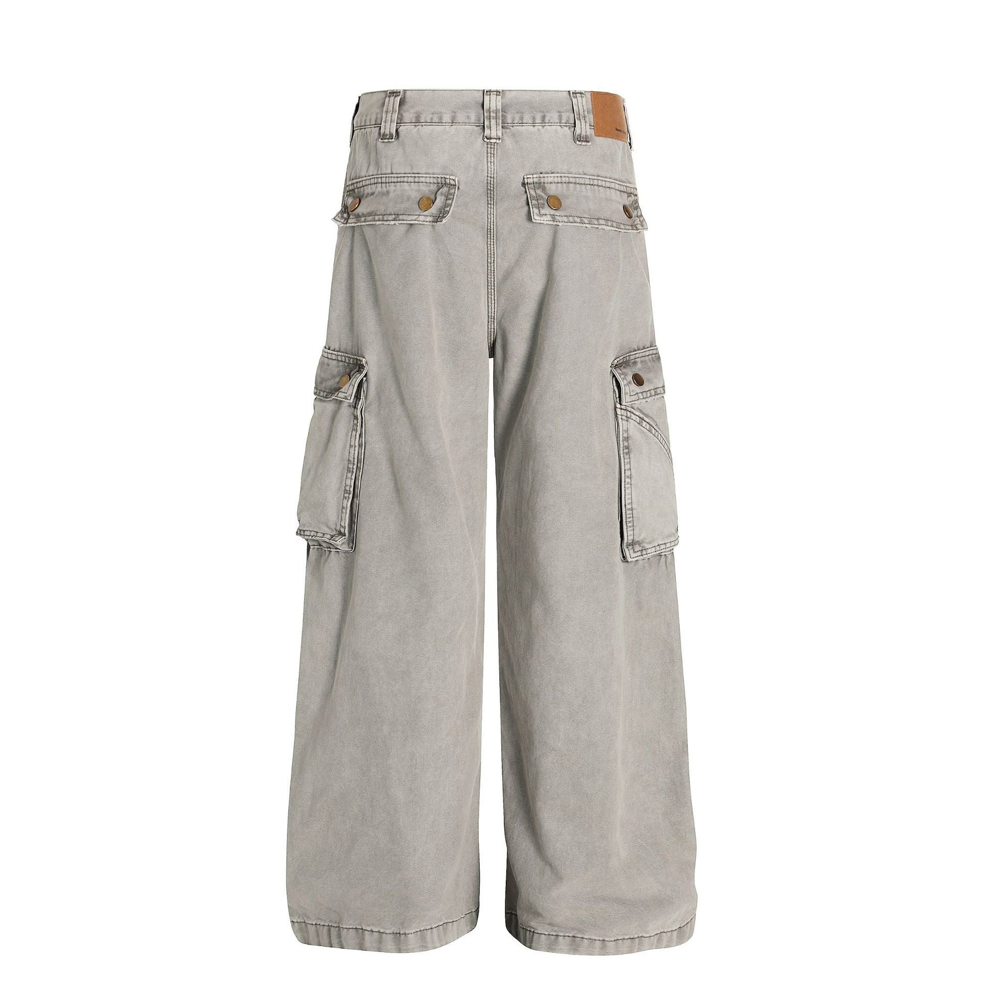 Washed Multi-Pocket Wide Leg Cargo Pants
